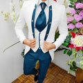 Premium Men's Jacquard Suit White 3pcs Set Wedding Groom Tuxedo Shawl Collar Formal Jacket Vest Pants Beach Party Custom Attire